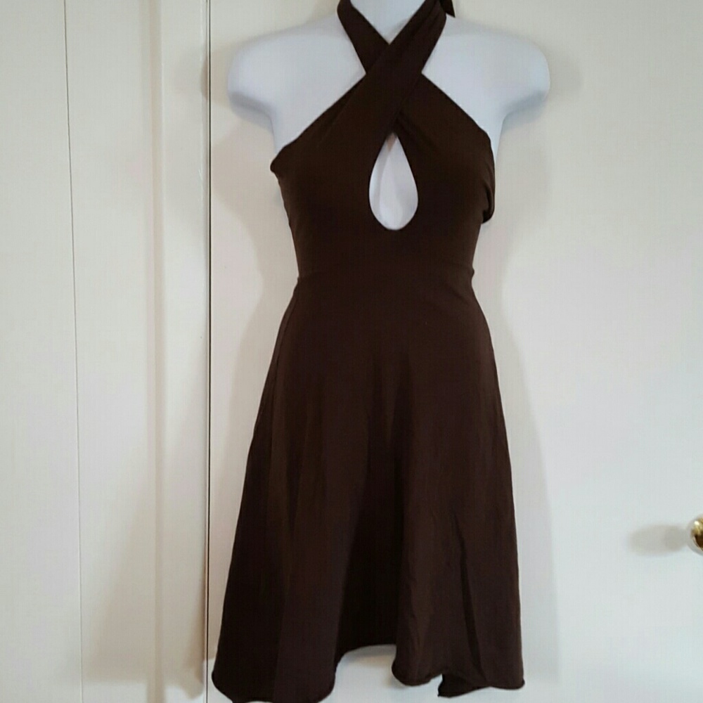 American Apparel brown halter dress XS
